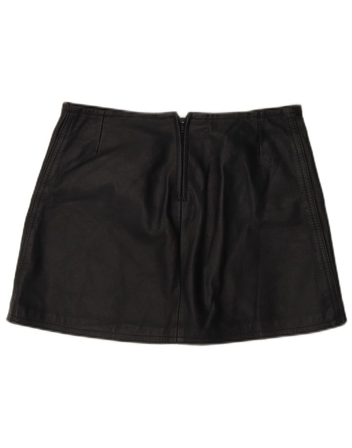 Vintage Γυναικεία Μίνι Δερμάτινη Φούστα W28 Μεσαία Μαύρη