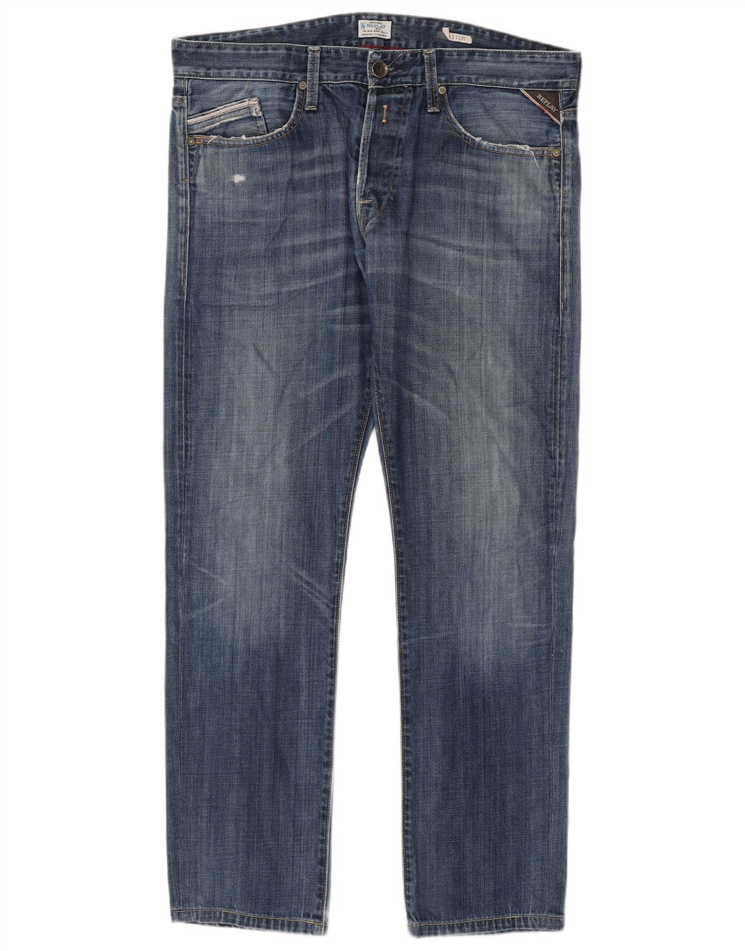 Replay Mens Waitom Distressed Slim Jeans W36 L30 Blue