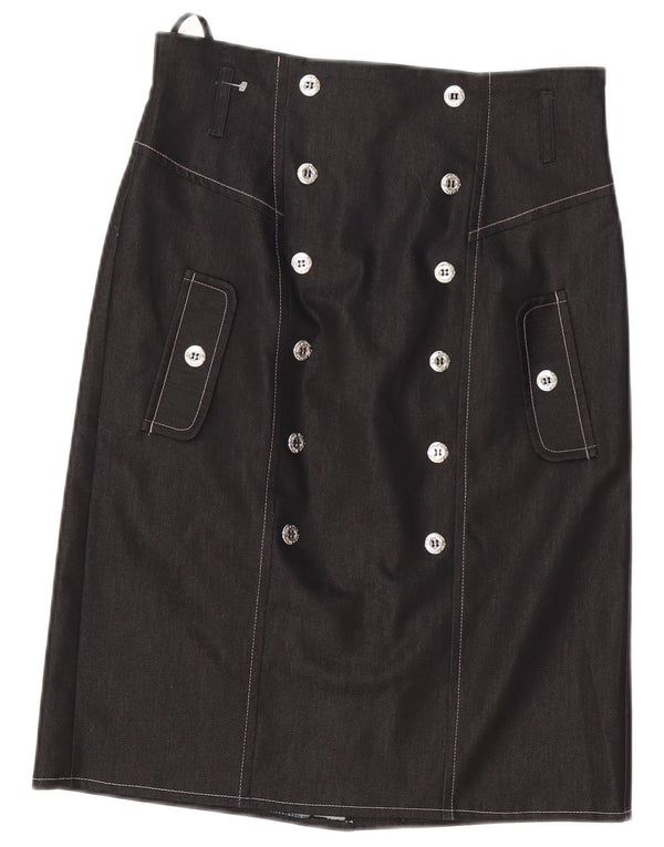 Κόκκινη ή νεκρή γυναικεία ίσια φούστα UK 12 Medium W30 Γκρι βαμβακερή