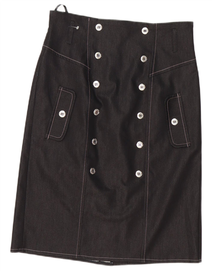 Κόκκινη ή νεκρή γυναικεία ίσια φούστα UK 12 Medium W30 Γκρι βαμβακερή