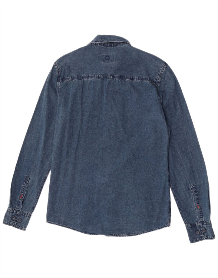 Fat Face Ανδρικό Slim Fit Τζιν πουκάμισο Μικρό Μπλε Βαμβακερό