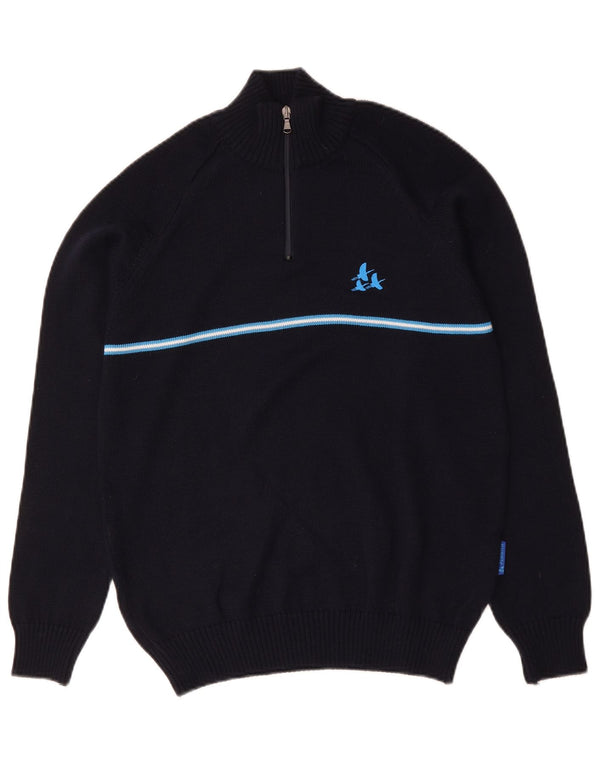 Vintage ανδρικό πουλόβερ με φερμουάρ IT 48 Small Navy Blue Acrylic