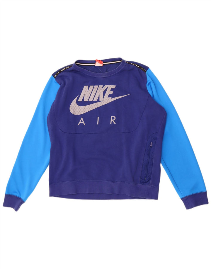 Ανδρικό γραφικό φούτερ Nike, μεσαίο μπλε, βαμβακερό