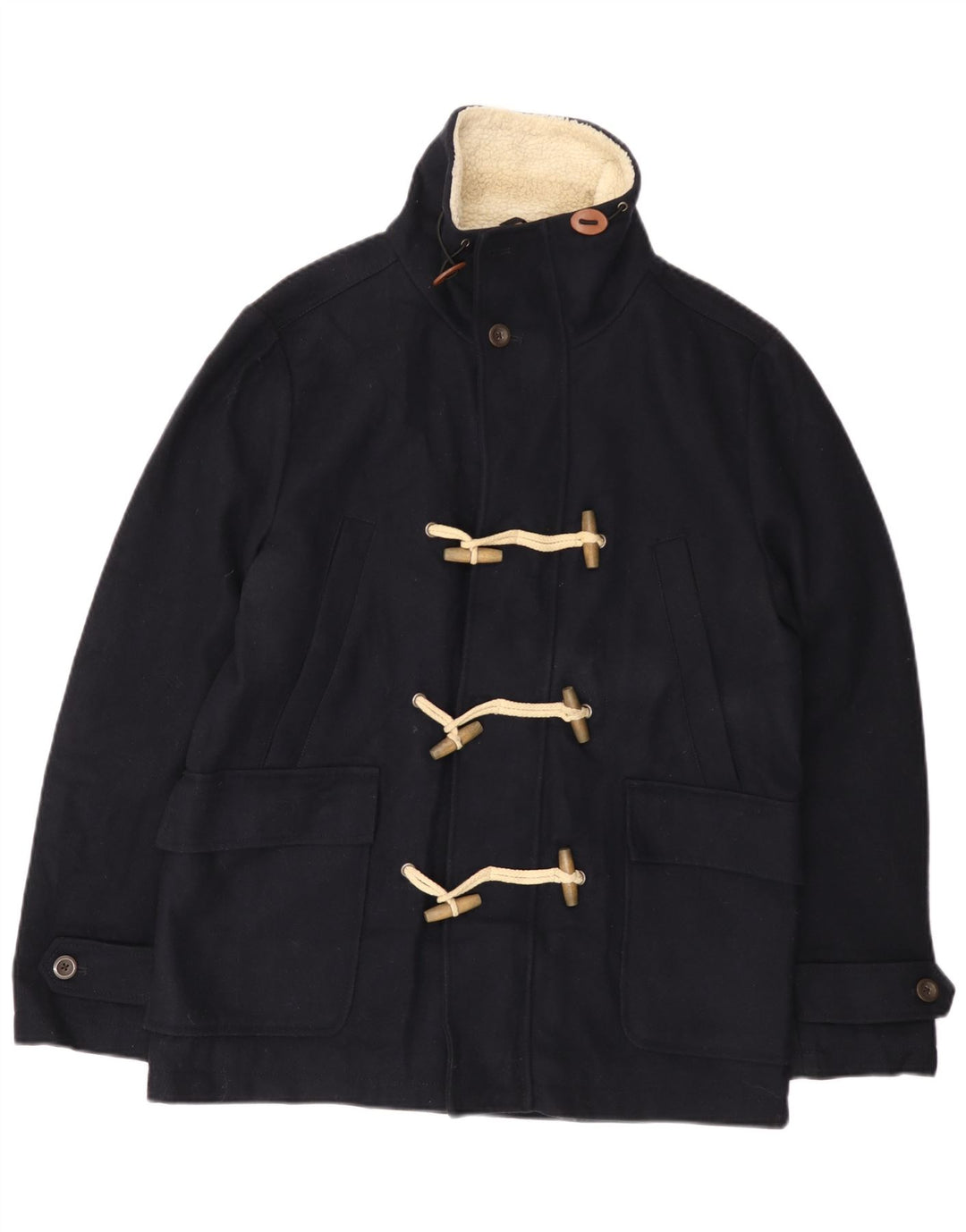 Burton Mens Duffle Jacket UK 38 Medium Navy Blue Wool