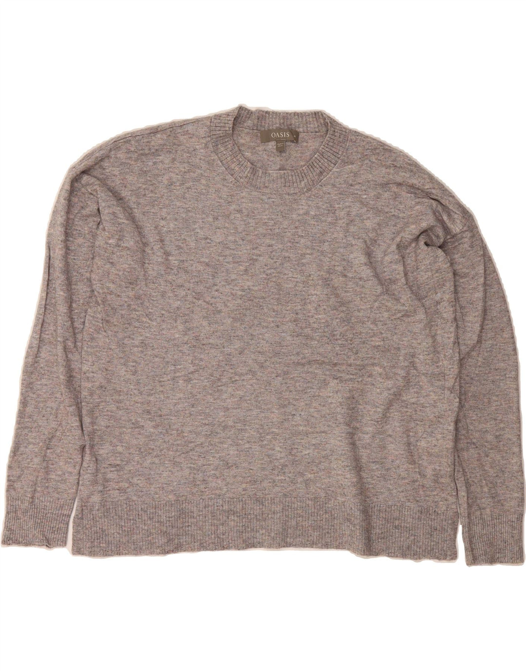 OASIS Womens Crew Neck Jumper Sweater UK 14 Medium Grey Flecked Viscose Vintage Oasis and Second-Hand Oasis from Messina Hembry 