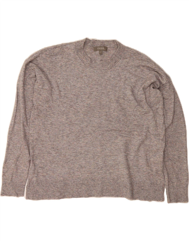OASIS Womens Crew Neck Jumper Sweater UK 14 Medium Grey Flecked Viscose Vintage Oasis and Second-Hand Oasis from Messina Hembry 
