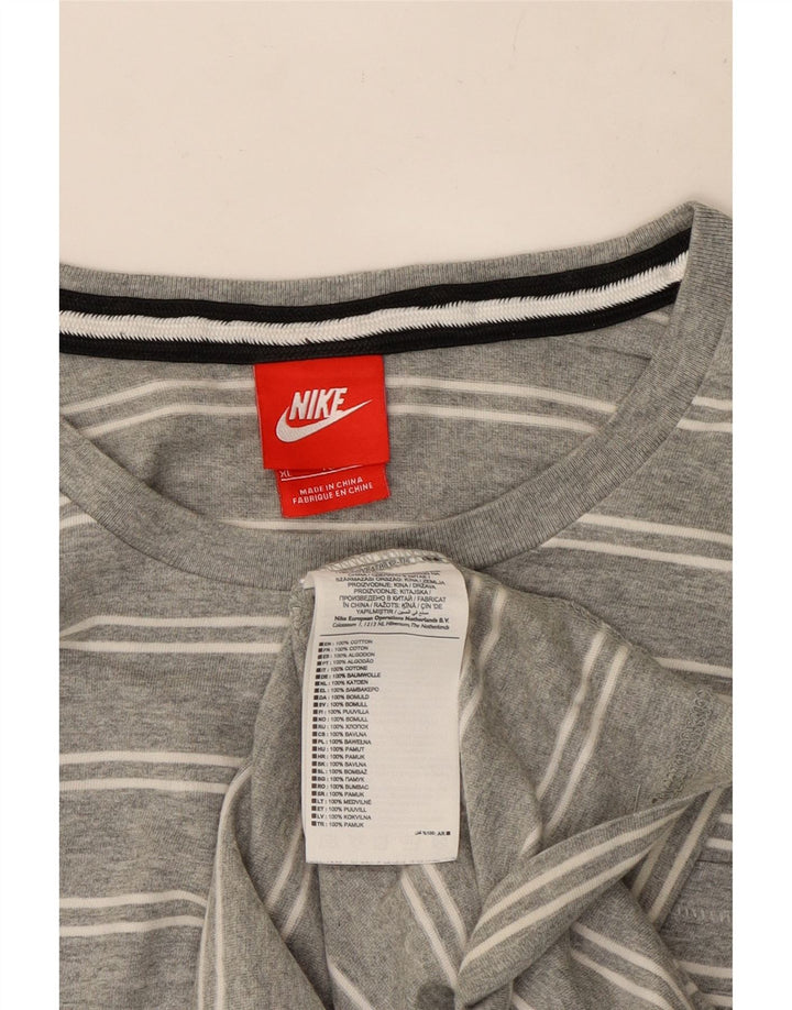 Ανδρικό τοπ Nike μακρυμάνικο XL γκρι βαμβακερό ριγέ