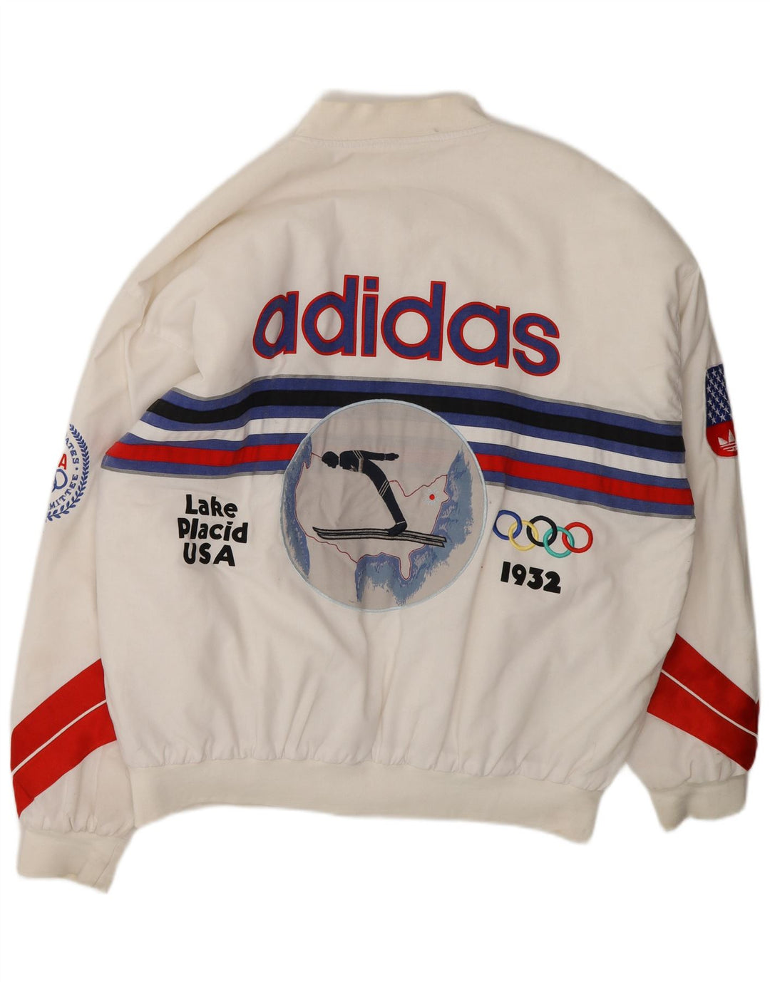 Adidas Ανδρικοί Χειμερινοί Ολυμπιακοί Αγώνες 80th Graphic Bomber Jacket UK 40 Large White