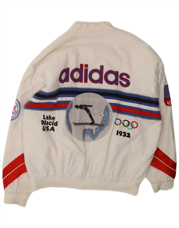Adidas Ανδρικοί Χειμερινοί Ολυμπιακοί Αγώνες 80th Graphic Bomber Jacket UK 40 Large White