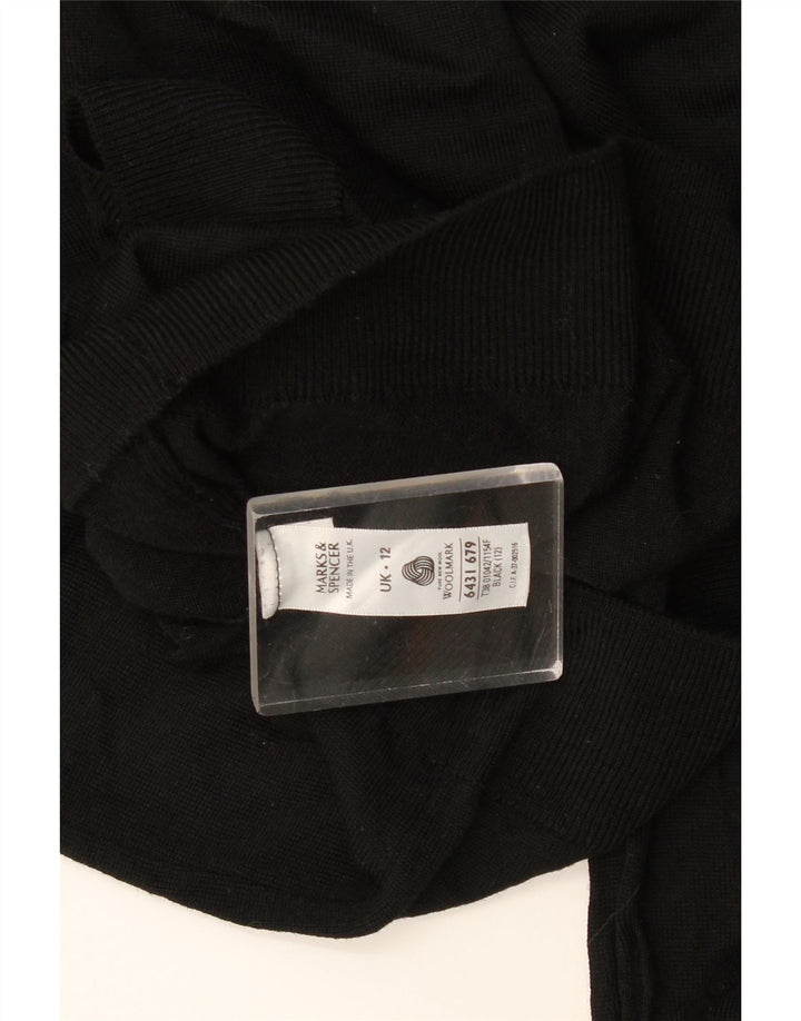 Marks & Spencer Γυναικείο πουλόβερ με λαιμόκοψη UK 12 Medium Black New Wool