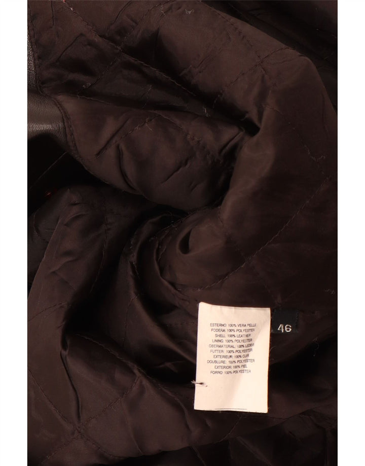 Vintage Γυναικείο Δερμάτινο Παλτό IT 46 Large Μαύρο Δερμάτινο