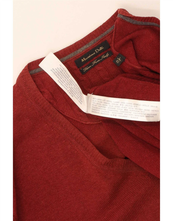 Ανδρικό πουλόβερ Massimo Dutti με λαιμόκοψη σε μεγάλο κόκκινο μάλλινο