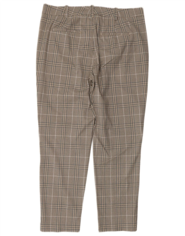 ZARA Womens Tapered Cropped Trousers Medium W28 L25 Beige Houndstooth