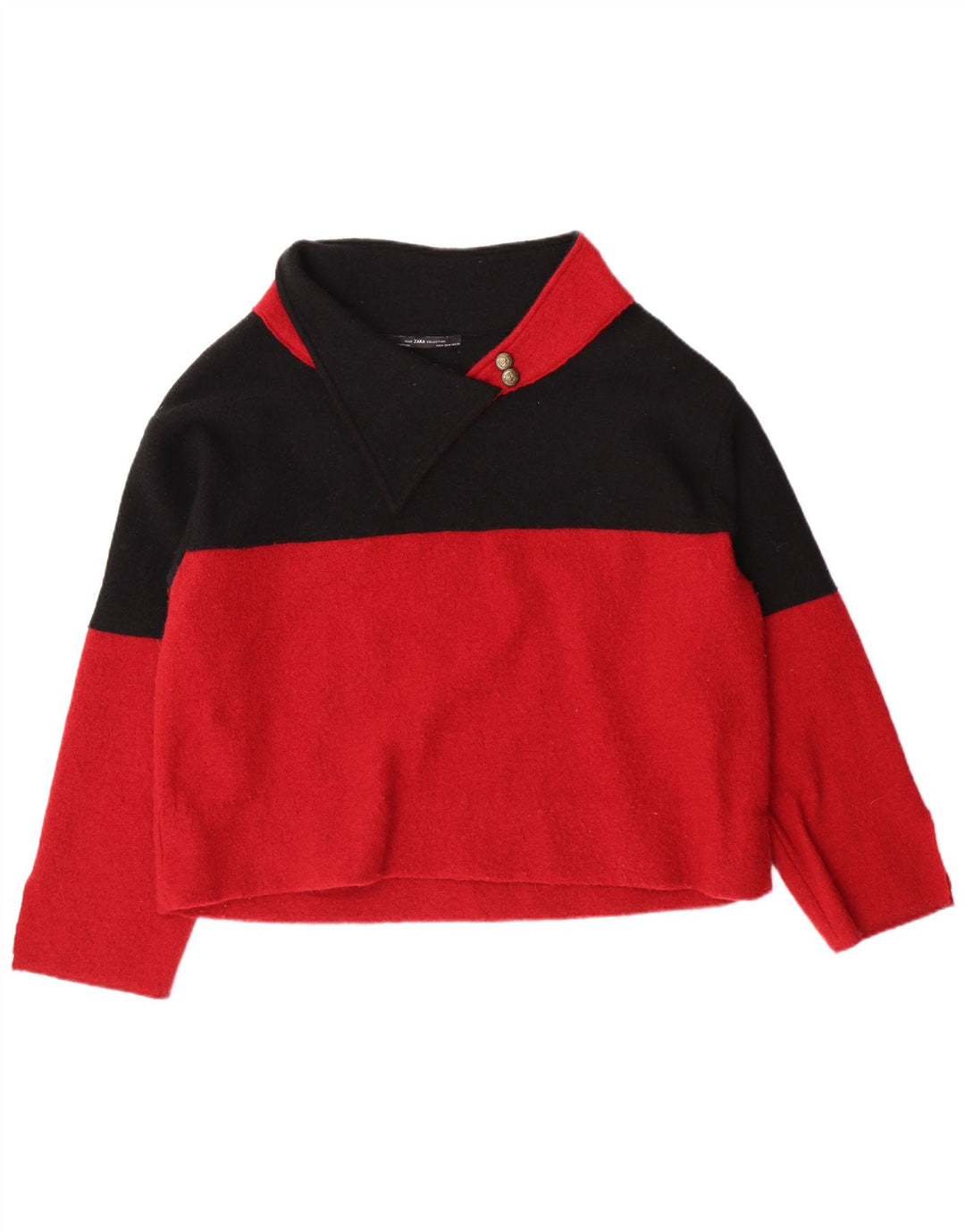 Γυναικείο πουλόβερ με σάλι λαιμό ZARA UK 14 Medium Red Colourblock