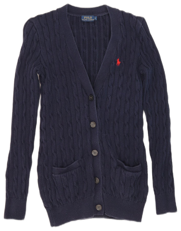 Πόλο Ralph Lauren Γυναικεία ζακέτα UK 10 Small Navy Blue Cotton