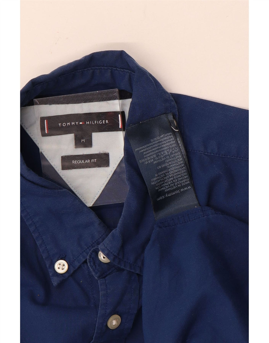 Ανδρικό πουκάμισο Tommy Hilfiger με κανονική εφαρμογή, μεσαίο μπλε βαμβακερό