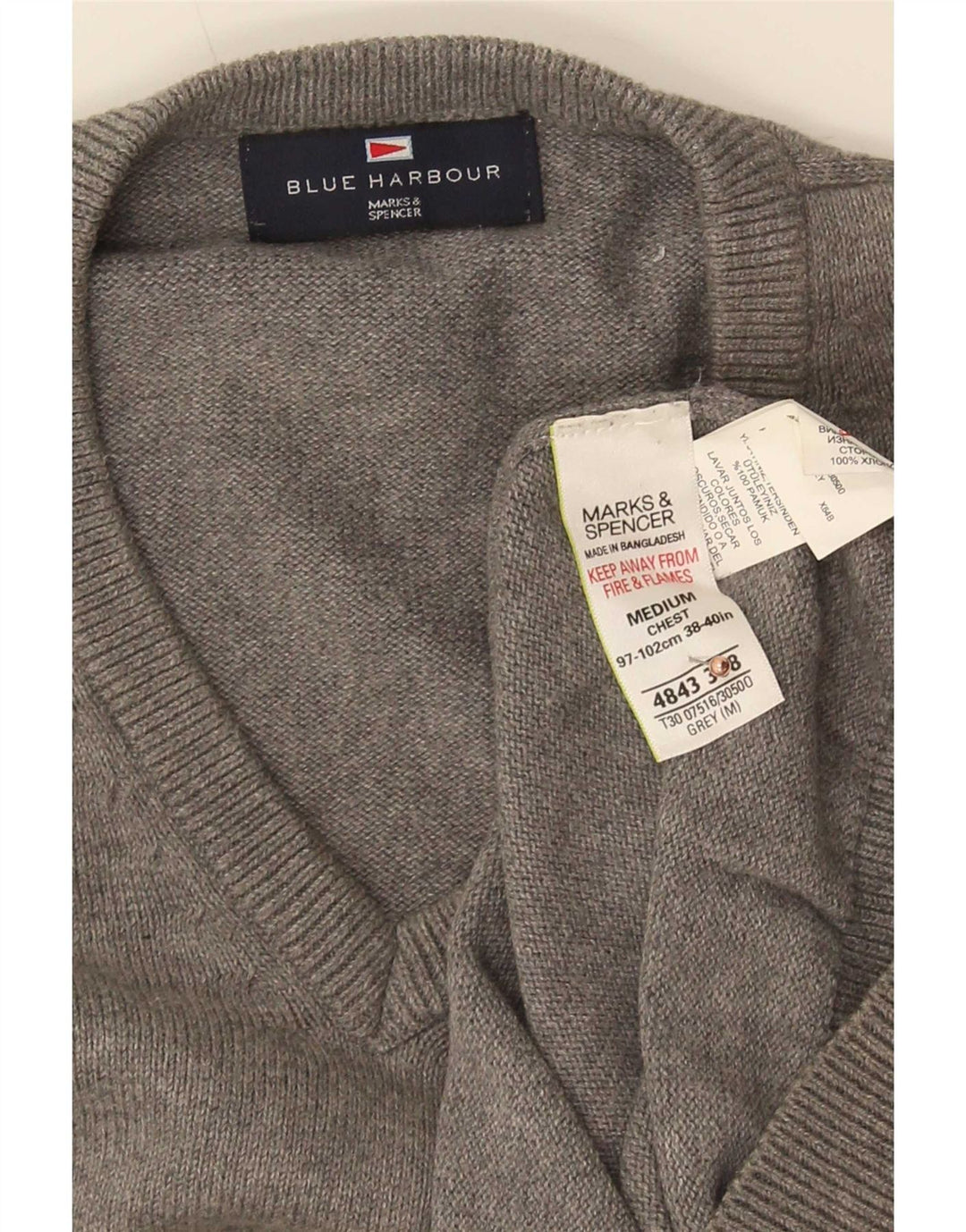 Ανδρικό πουλόβερ Marks & Spencer Blue Harbor με λαιμόκοψη με λαιμόκοψη, μεσαίο βαμβακερό
