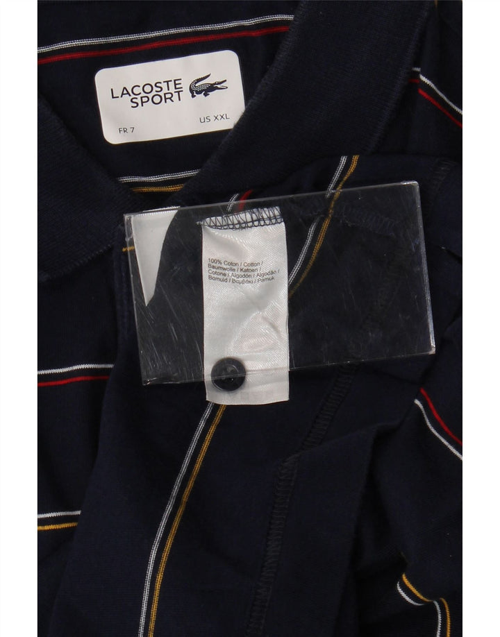 Ανδρικό μπλουζάκι πόλο LACOSTE, νούμερο 7 2XL, μπλε ναυτικό, βαμβακερό ριγέ