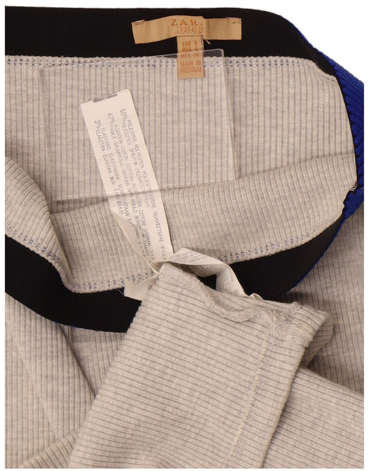 Zara Γυναικεία ίσια φούστα Trafaluc Small W26 Grey Colourblock Polyester