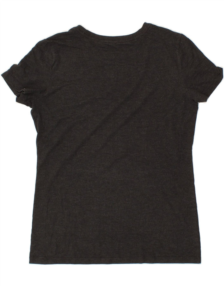 EDDIE BAUER Womens Graphic T-Shirt Top UK 12 Medium Grey Polyester Vintage Eddie Bauer and Second-Hand Eddie Bauer from Messina Hembry 