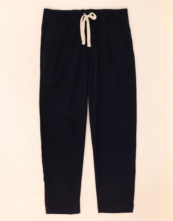 Ανδρικό Slim Cropped Παντελόνι Zara Small W30 L25 Navy Blue Λινό