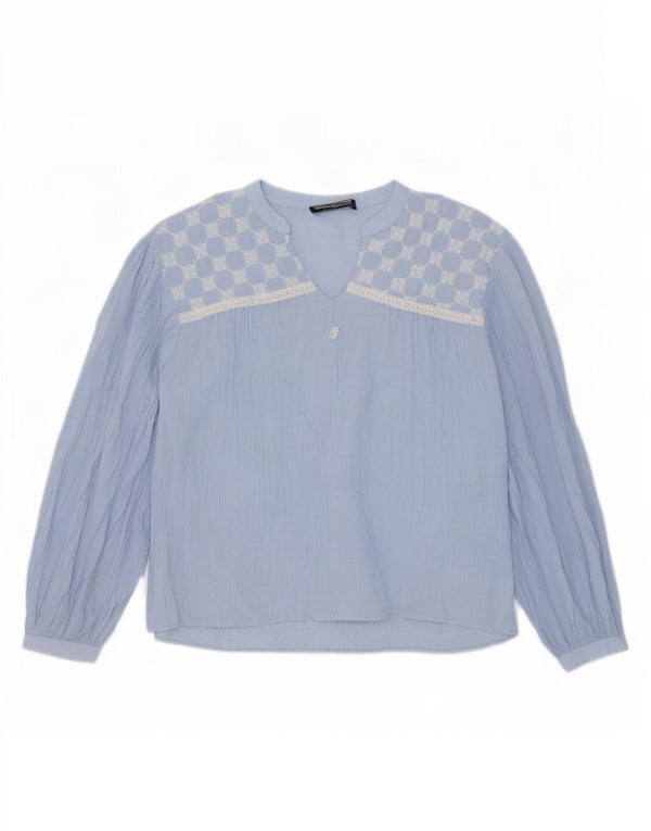 Zara Γυναικεία Μακρυμάνικη Μπλούζα Oversized Μπλούζα UK 18 XL Μπλε γεωμετρική