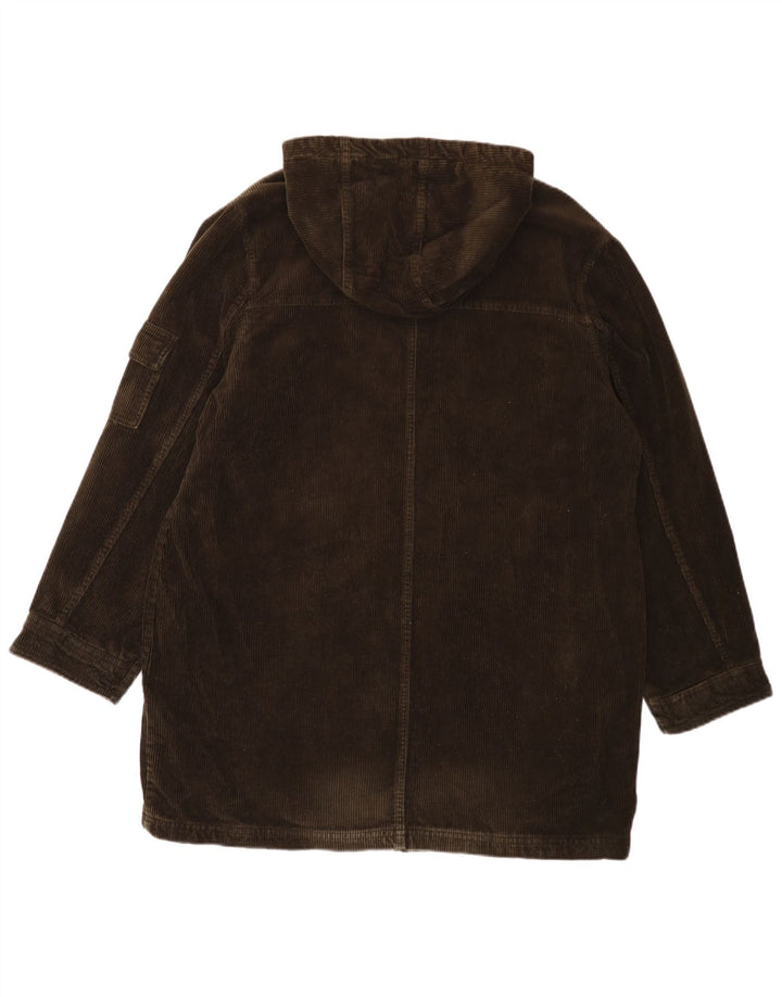 EDDIE BAUER Γυναικείο παλτό κοτλέ με κουκούλα μεγάλου μεγέθους UK 16 μεγάλο χακί βαμβάκι