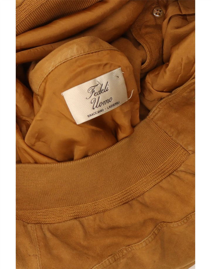 Vintage Ανδρικό Suede Bomber Jacket UK 40 Large Beige