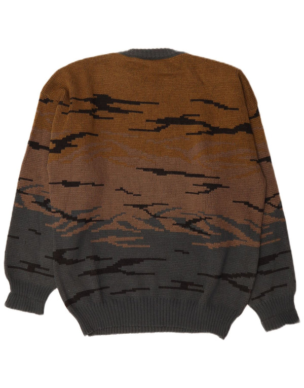 Ανδρικό πουλόβερ C&A Crew Neck Jumper EU 48/50 Medium Brown Colourblock