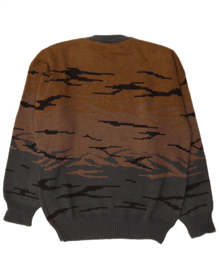 Ανδρικό πουλόβερ C&A Crew Neck Jumper EU 48/50 Medium Brown Colourblock