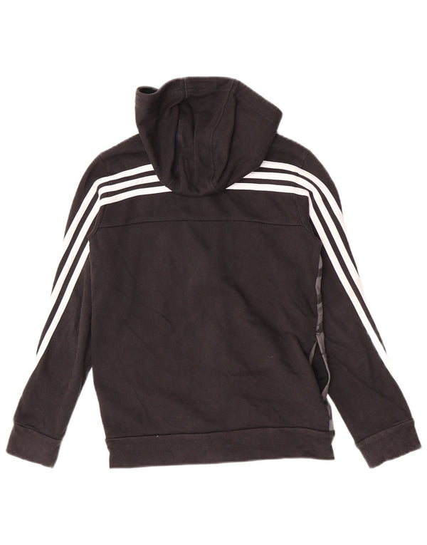 Adidas Boys Zip Hoodie Sweater 9-10 Years Black Camouflage Cotton