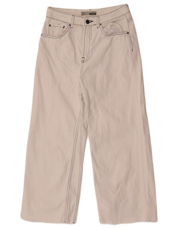 Γυναικείο ψηλόμεσο φαρδύ τζιν Topshop W28 L24 Λευκό βαμβακερό