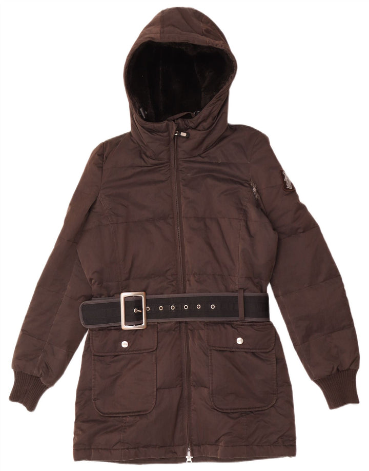 Refrigue γυναικείο μπουφάν με κουκούλα μεγάλου μεγέθους με επένδυση UK 6 XS καφέ πολυεστέρας