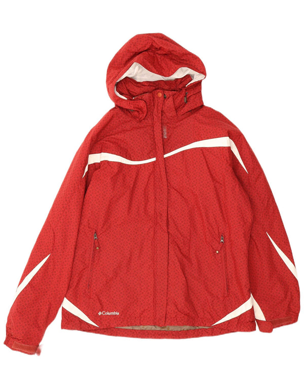Columbia Womens Interchange Hooded Windbreaker Jacket UK 16 Large Red