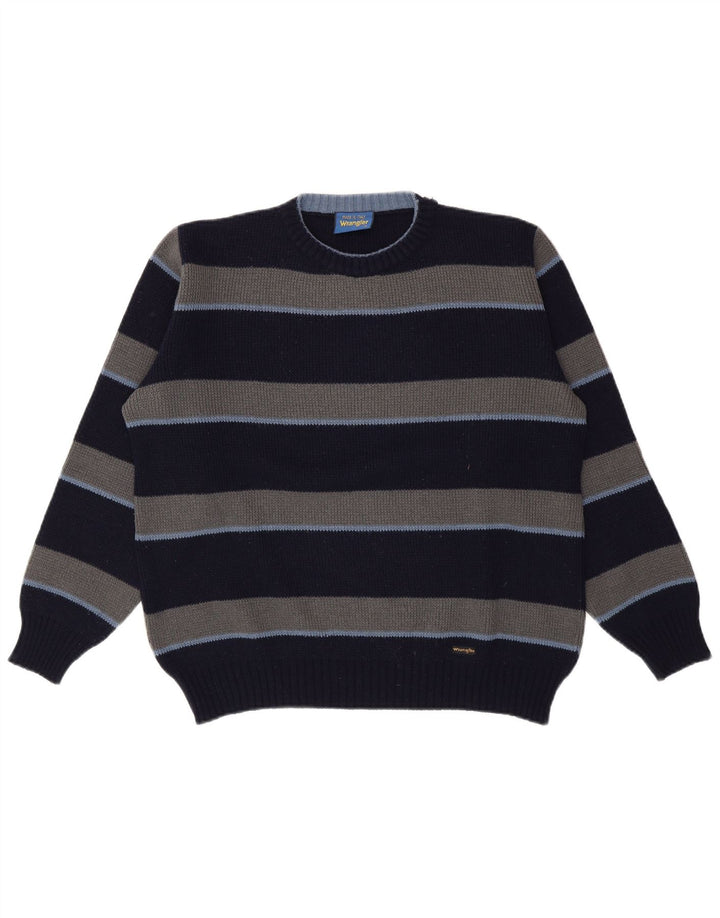 Ανδρικό πουλόβερ Wrangler Crew Neck Jumper Medium Navy Blue ριγέ