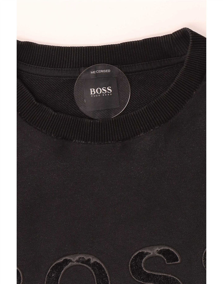 Ανδρικό φούτερ Hugo Boss Graphic Regular Fit Jumper μεγάλο μαύρο βαμβακερό