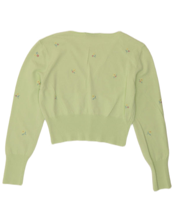 Zara Γυναικείο Bolero Jumper UK 14 Large Green Floral Viscose