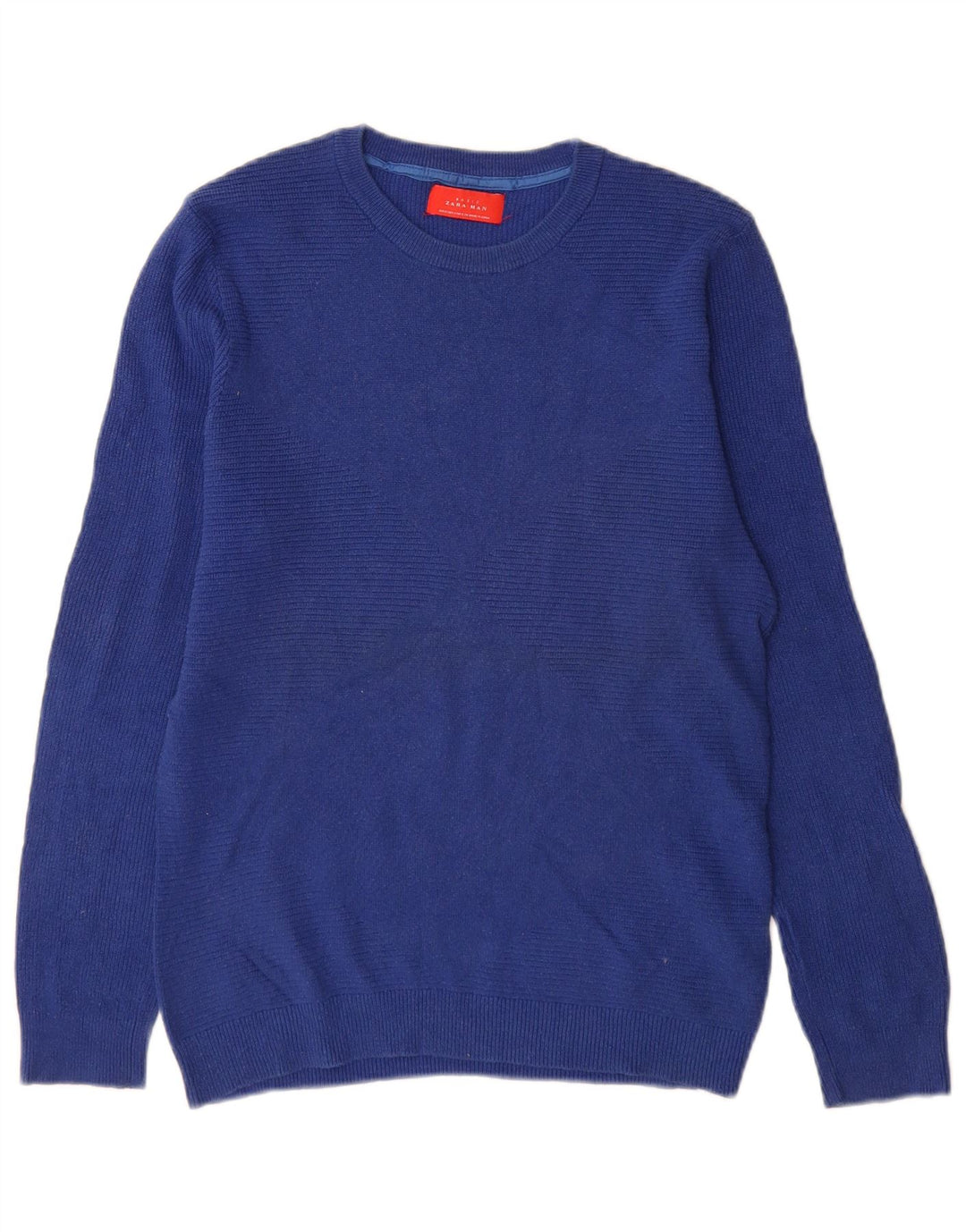 Ανδρικό πουλόβερ Zara Crew Neck Jumper Μικρό Μπλε Βαμβακερό