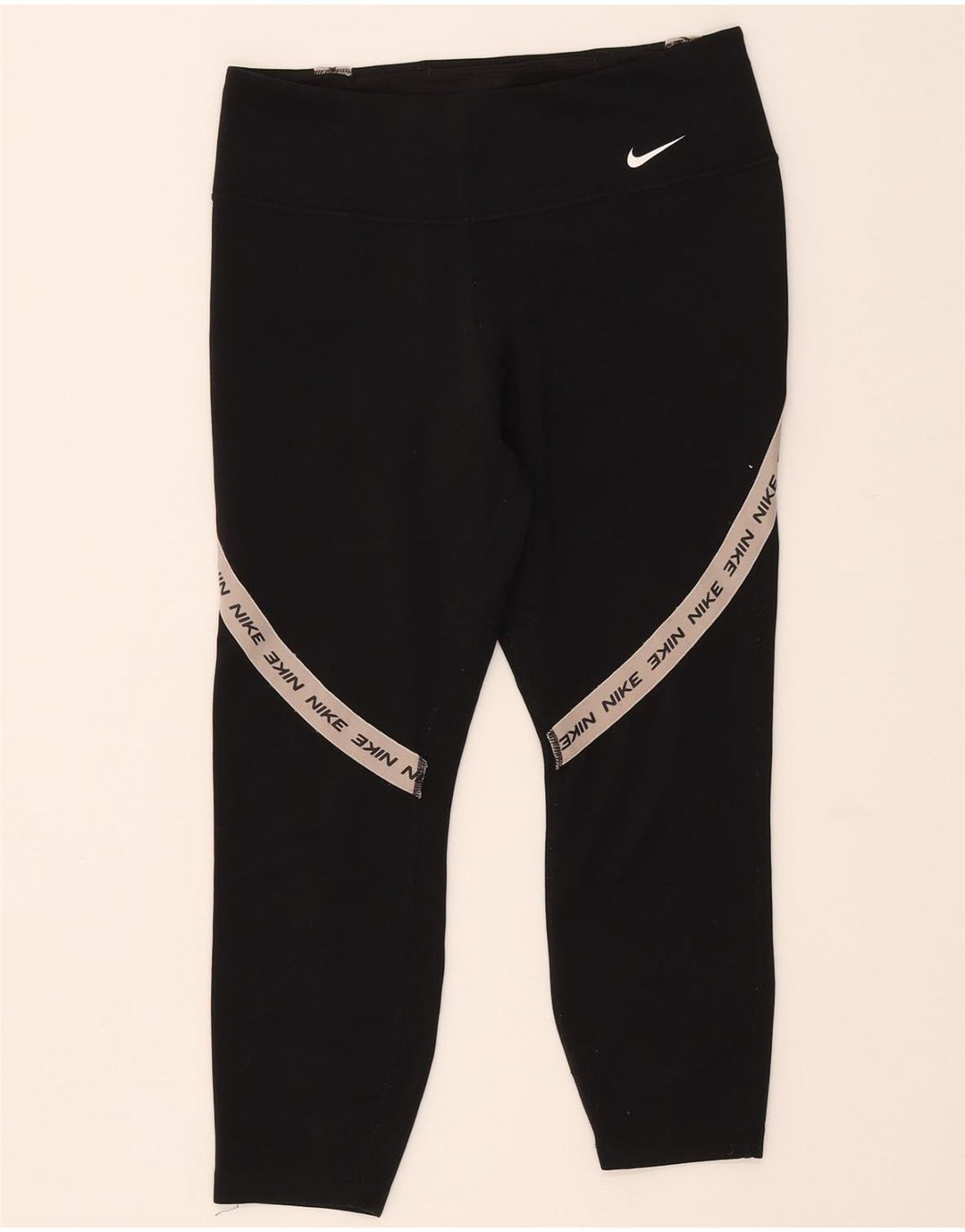 NIKE Womens Dri Fit Graphic Leggings UK 14 Medium  Black Colourblock Vintage Nike and Second-Hand Nike from Messina Hembry 