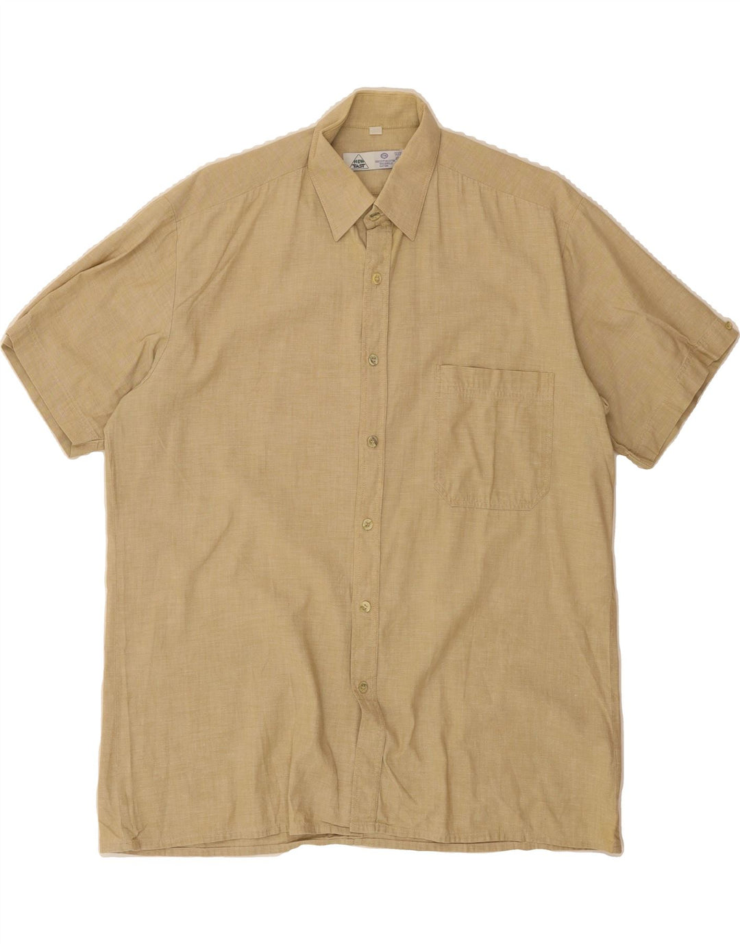 NEW FAST Mens Short Sleeve Shirt Large Beige Cotton Vintage New Fast and Second-Hand New Fast from Messina Hembry 