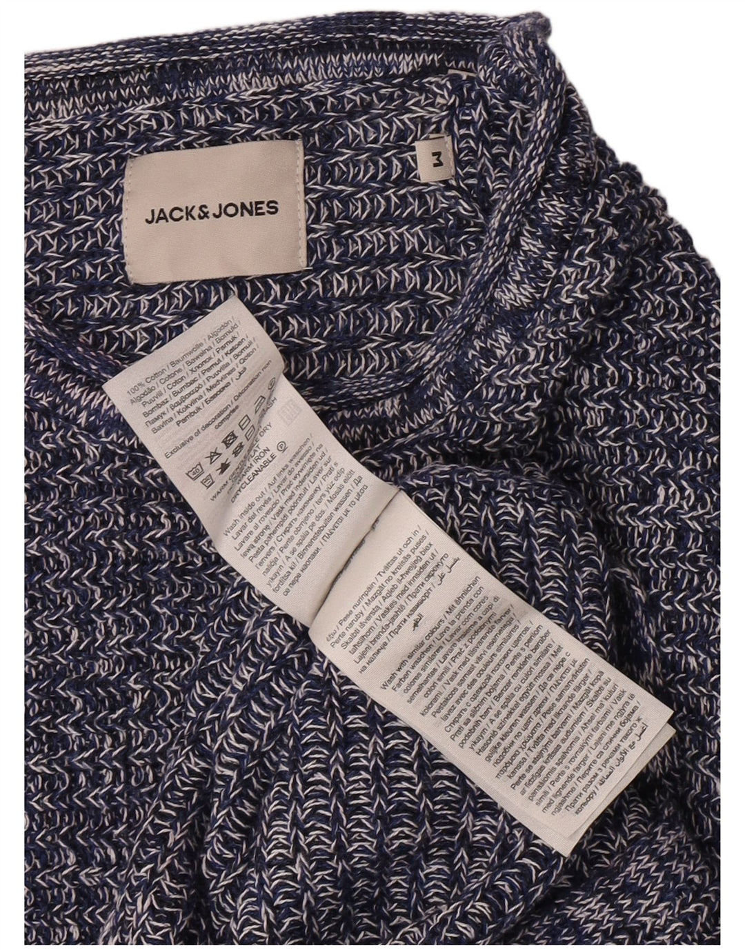 Jack & Jones Ανδρικό πουλόβερ με λαιμόκοψη μεσαίου μπλε βαμβακερό