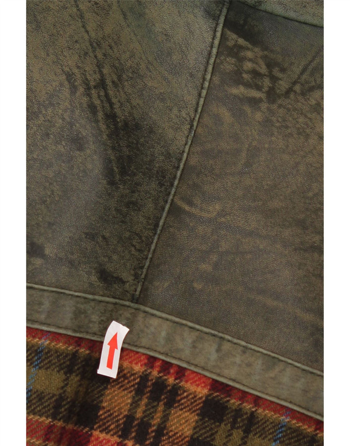 Vintage Ανδρικό Δερμάτινο Μπουφάν UK 46 3XL Green Check Leather