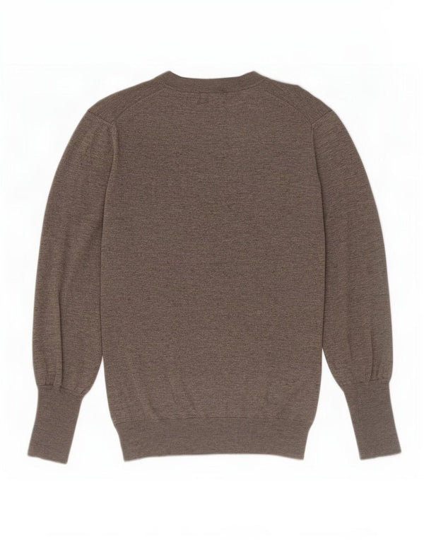 Vintage γυναικείο πουλόβερ με λαιμόκαυμα UK 14 Large Grey Flecked Cashmere