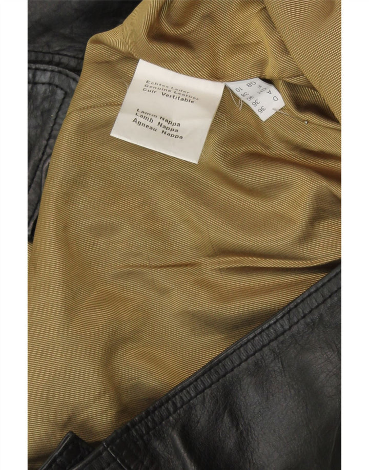 Vintage Γυναικείο Biker Belted Leather Jacket UK 10 Small Black Leather