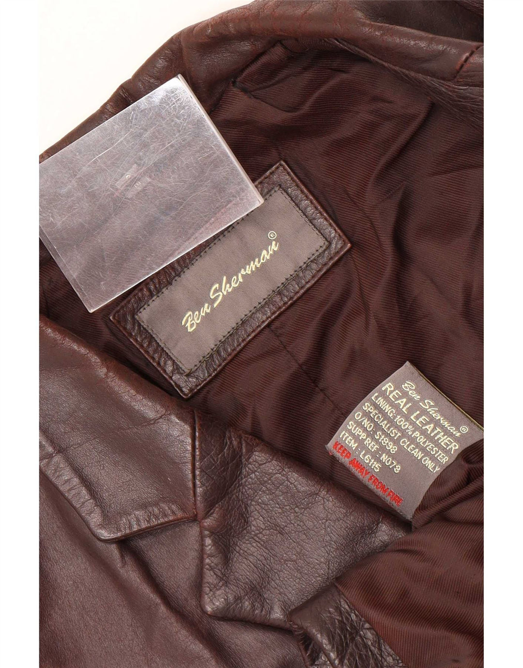 Ben Sherman Ανδρικό δερμάτινο μπλέιζερ 38 κουμπιών UK 38 Medium Brown
