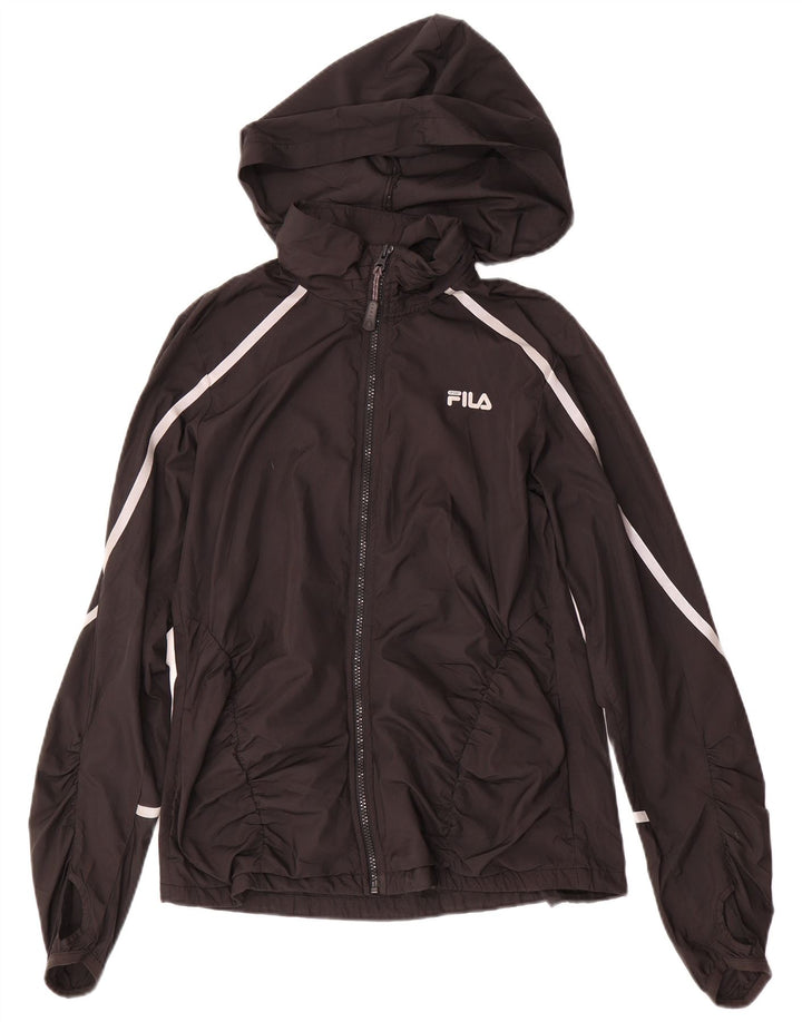 FILA Γυναικεία αθλητική φόρμα με κουκούλα Top Jacket UK 14 Medium Μαύρο Πολυεστέρας