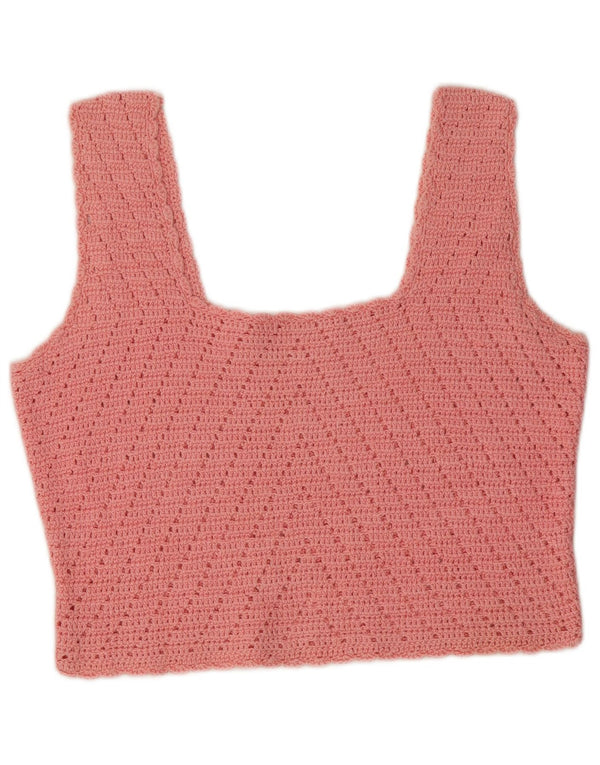 Vintage γυναικείο πλεκτό Crop Cami Top 10 Small Pink