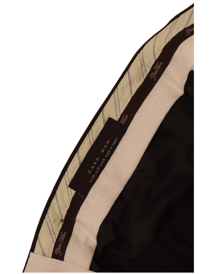 Zara Ανδρικό ίσιο παντελόνι EU 40 Medium W32 L27 Μαύρο ρίγες