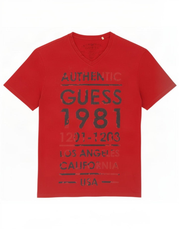 Γυναικείο γραφικό μπλουζάκι Guess Top UK 14 Medium Red