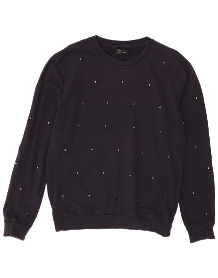 Zara Ανδρικό Φούτερ Jumper Μεγάλο Ναυτικό Βαμβακερό
